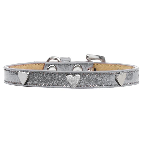Mirage Pet Products Silver Heart Widget Dog CollarSilver Ice Cream Size 10 633-14 SV10